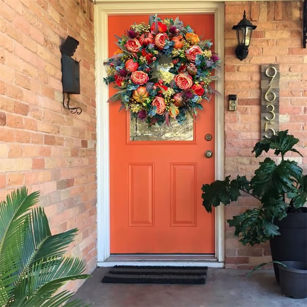 【🔥Hot Sale🔥】Applicable in multiple scenarios-Fall Peony And Pumpkin Wreath - Year Round Wreath