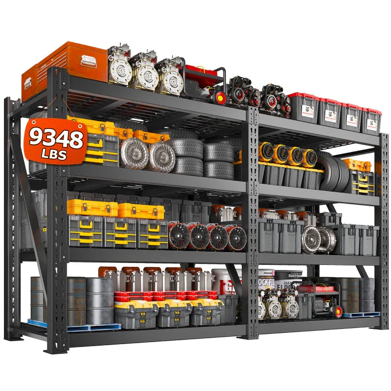 【🔥Factory Direct Clearout Sale🔥】4-Tier 93" W Industrial Shelving Rack, 9348LBS Capacity Garage Storage Rack with 2337LB/Shelf , Metal Shelving Unit for Warehouse, Basement, Commercial