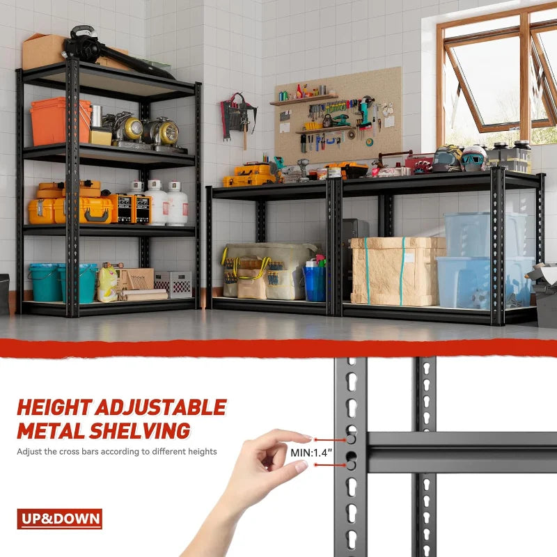 【🔥Factory Direct Clearout Sale🔥】24''W Storage Shelves 1600lbs, 4-Tier Adjustable Metal Shelving, Sturdy Stoarge Rack for Garage Kitchen Basement