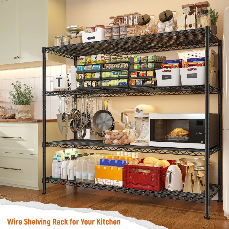 【🔥Factory Direct Clearout Sale🔥】45.3''W Wire Shelving, 4-Tier Adjustable, Storage Rack Metal Wire Shelves for Pantry Kitchen Commercial
