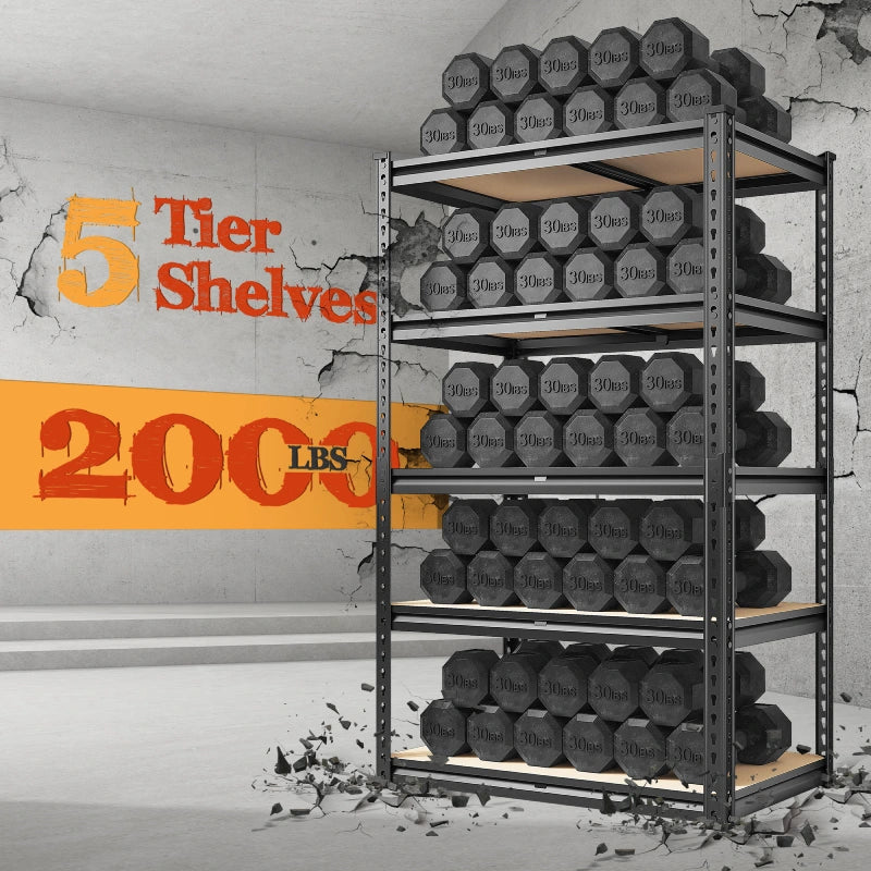 【🔥Factory Direct Clearout Sale🔥】5-Tier Storage Shelving Units, Adjustable Shelves for Garage Pantry Kitchen, 2000 lbs Capacity
