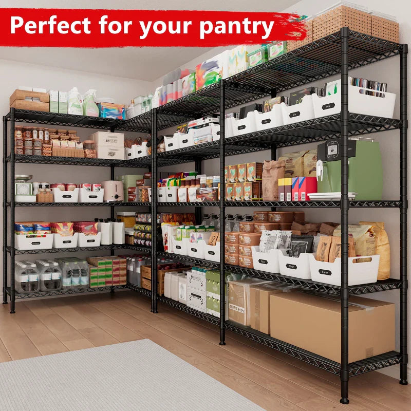 【🔥Factory Direct Clearout Sale🔥】62"W Wire Shelving Units Load 1550LBS, 5-Tier Metal L Shaped Wire Shelves, Adjustable Shelving Rack for Pantry Kitchen Basement