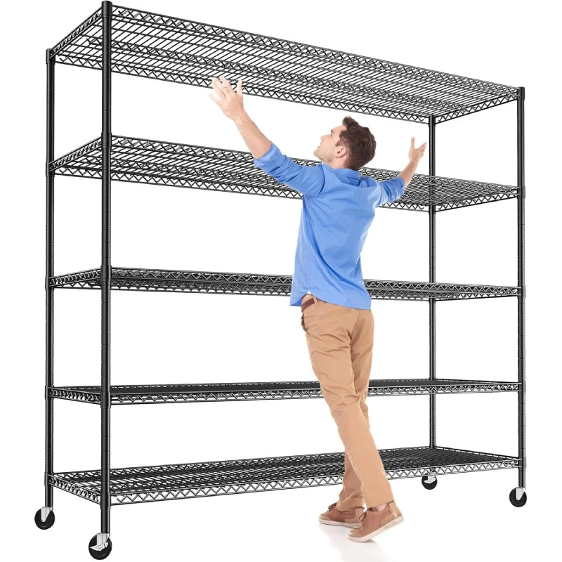 【🔥Factory Direct Clearout Sale🔥】55.5"W Wire Shelving Unit With Wheels, 2998Lbs Metal Garage Shelves Adjustable, Wire Shelving Rack for Pantry Kitchen Basement