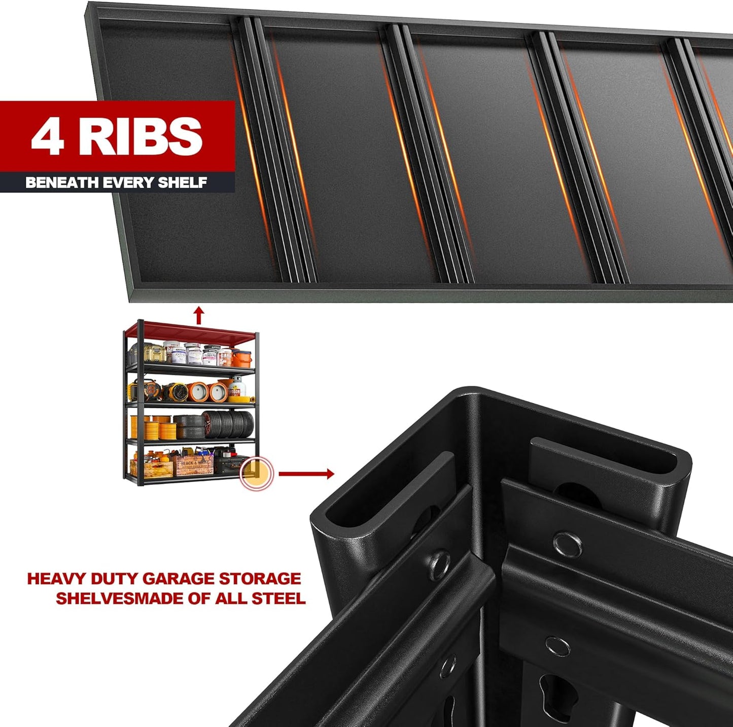 【🔥Factory Direct Clearout Sale🔥】5 Tier 72"H Garage Shelving,Adjustable Steel Storage Shelves 2600lbs for Warehouse,Basement,Garage,Industrial
