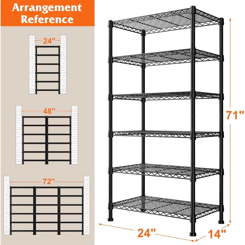 【🔥Factory Direct Clearout Sale🔥】6-Tier Wire Shelving Units, 1000lbs Metal Wire Rack, Adjustable Pantry Shelf, Outdoor Metal Shelves