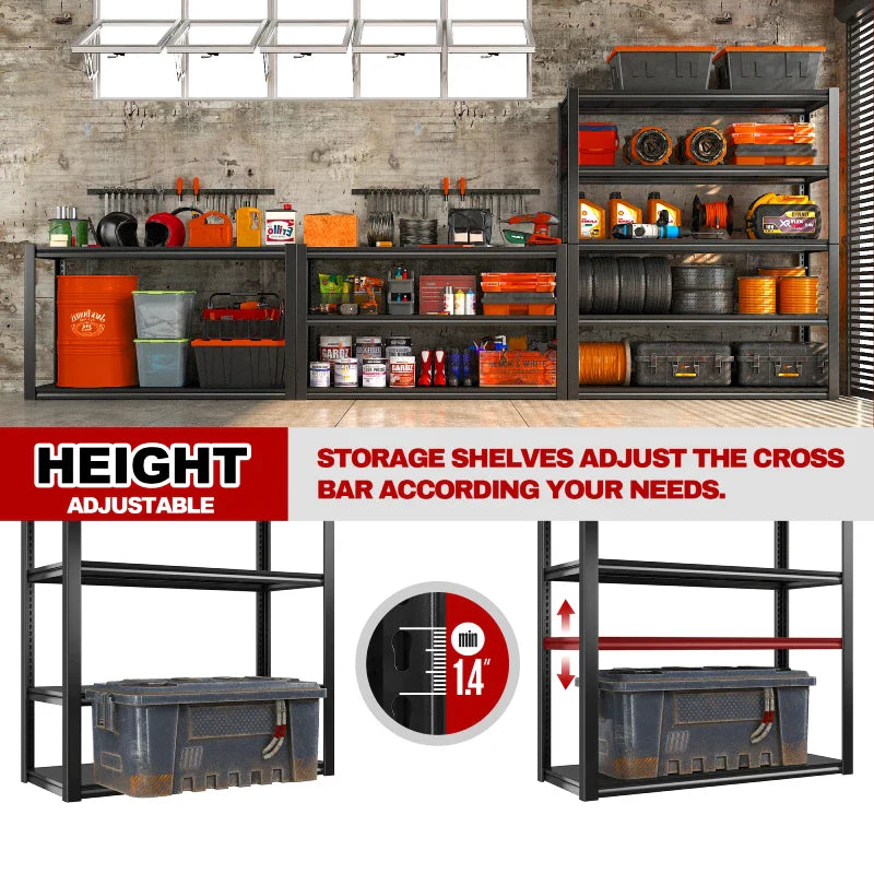 【🔥Factory Direct Clearout Sale🔥】5 Tier 72"H Garage Shelving,Adjustable Steel Storage Shelves 2600lbs for Warehouse,Basement,Garage,Industrial