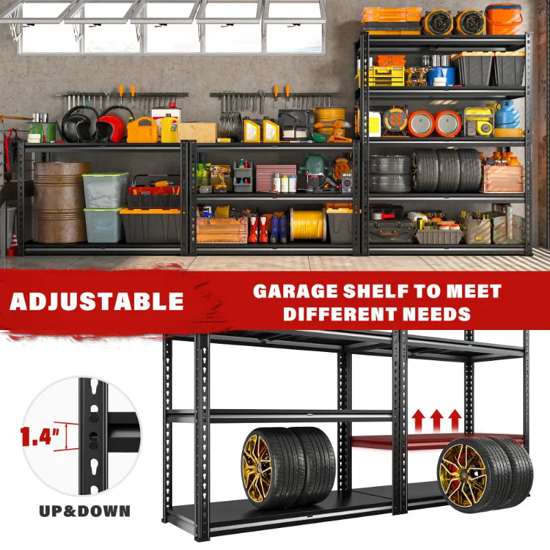 【🔥Factory Direct Clearout Sale🔥】 3000 LBS 5 Tiers Heavy Duty Storage Shelves Adjustable Metal Shelving for Garage, Pantry, Kitchen and Basement