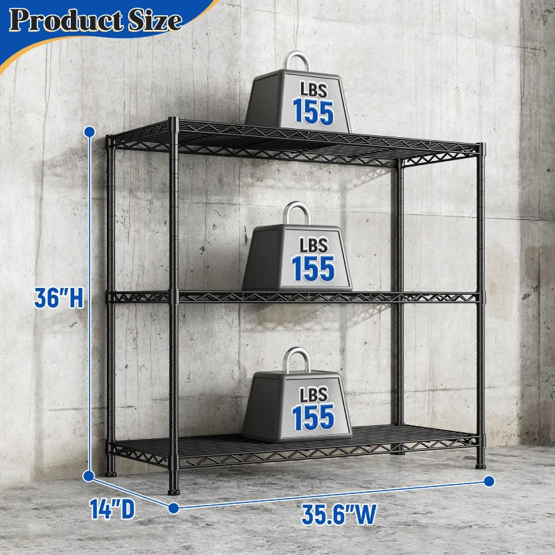 【🔥Factory Direct Clearout Sale🔥】3-Shlef Metal Shelves, Adjustable Steel Wire Shelving Units, Storage Rack for Kitchen Pantry Closet Dorm