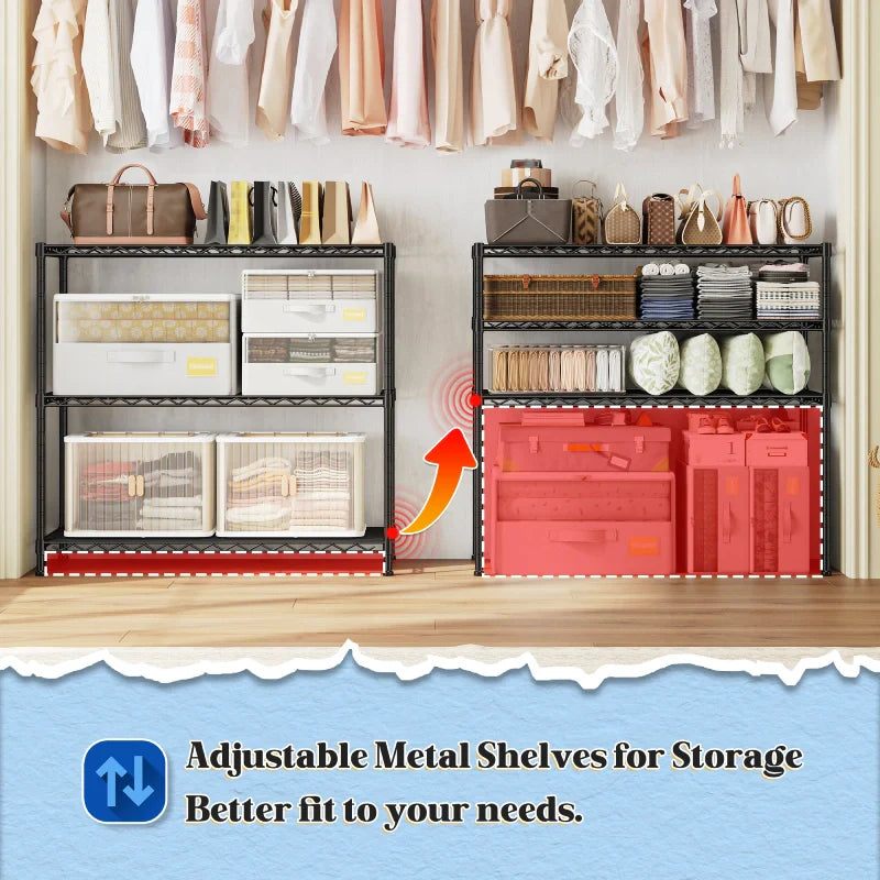 【🔥Factory Direct Clearout Sale🔥】3-Shlef Metal Shelves, Adjustable Steel Wire Shelving Units, Storage Rack for Kitchen Pantry Closet Dorm