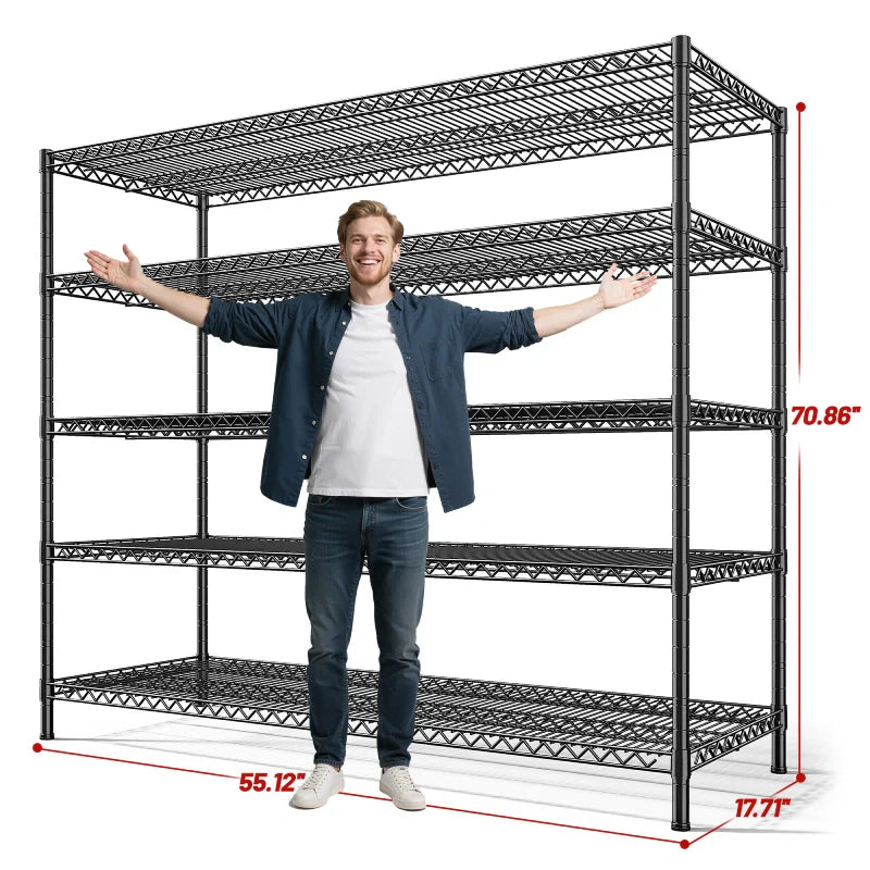 【🔥Factory Direct Clearout Sale🔥】55.5"W Wire Shelving, 3200 lbs Heavy Duty Storage Racks, Metal Shelves for Garage Kitchen Basement