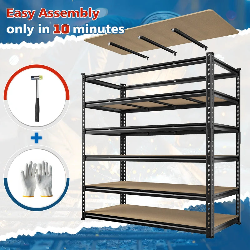 【🔥Factory Direct Clearout Sale🔥】55"W Boltless Shelving Units, 6-Tier Heavy Duty Freestanding Garage Shelves Load 3060lbs, Steel Storage Racks for Pantry Basement Commercial