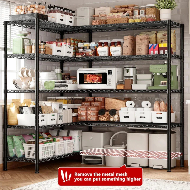 【🔥Factory Direct Clearout Sale🔥】72"H Wire Shelving, 1600Lbs Metal L Shaped Shelves Adjustable, 70"W Storage Racks for Pantry Kitchen
