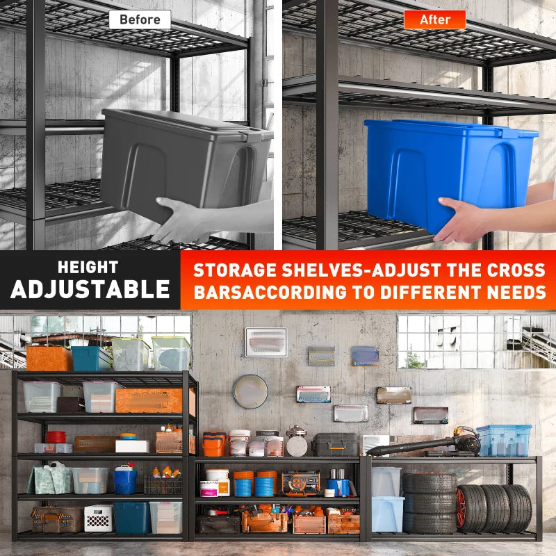 【🔥Factory Direct Clearout Sale🔥】48.4"W 3000 LBS Metal Storage Shelves for Garage Inventory Shelving 5 Tiers Adjustable Basement Shelving Units for Warehouse