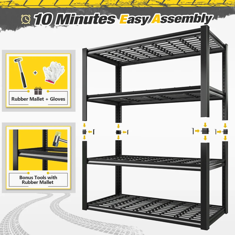 【🔥Factory Direct Clearout Sale🔥】59.9H 4 Tiers Industrial Shelves Adjustable Shelving for Garage Warehouse Basement Loads 2200LBS