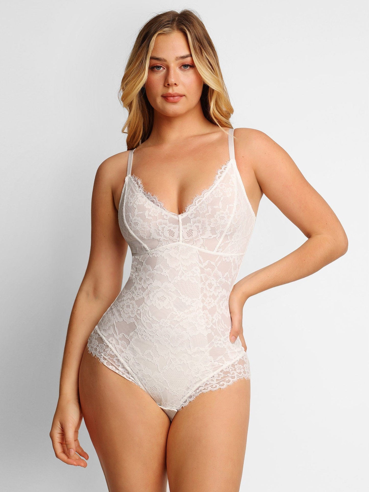 【🔥Hot Sale🔥】Shapewear Lace Deep-V Neck Bodysuits or Faux Leather Skirts