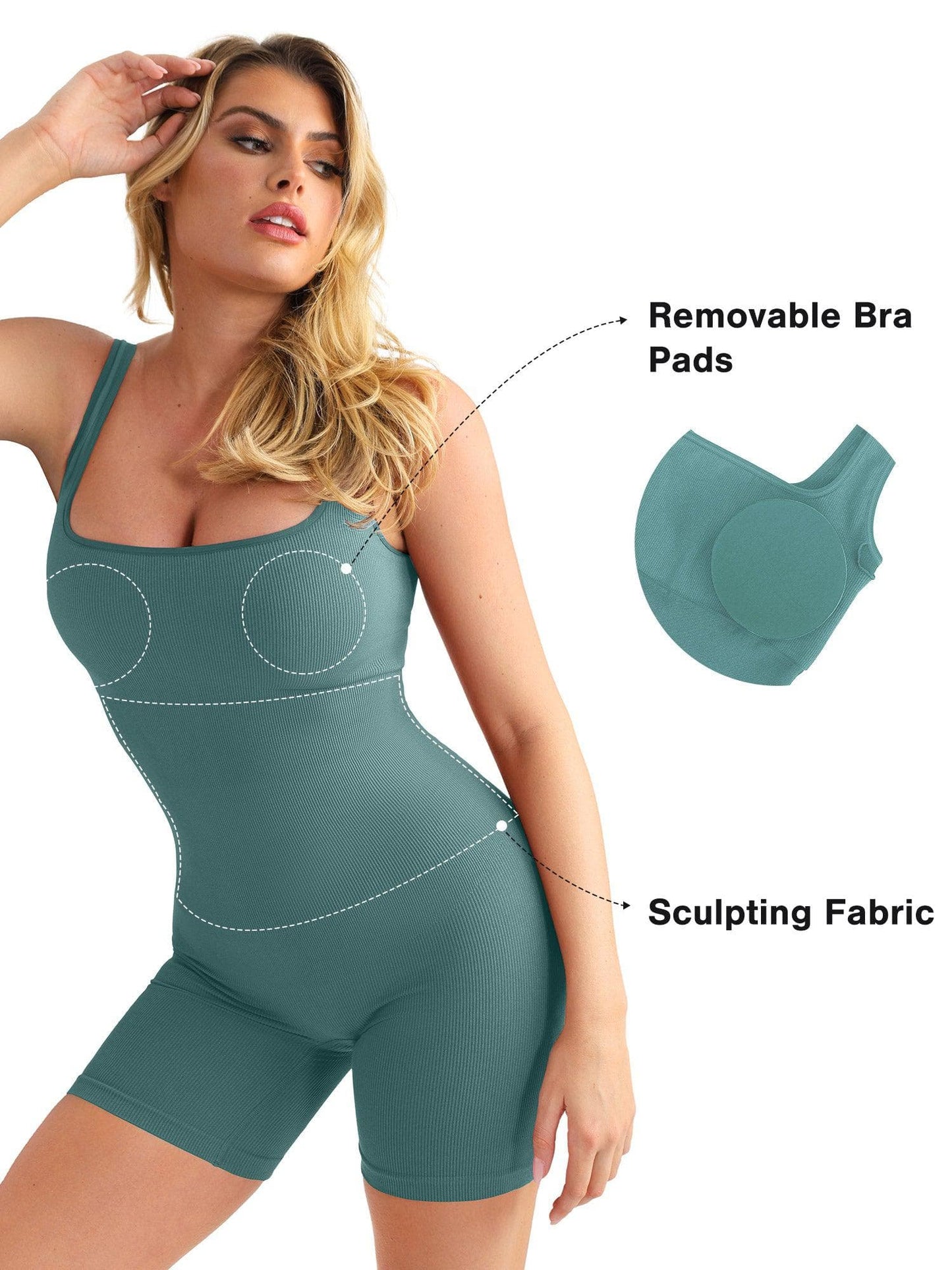 【🔥Hot Sale🔥】Shapewear Seamless Square Neck Workout Jumpsuit or Romper