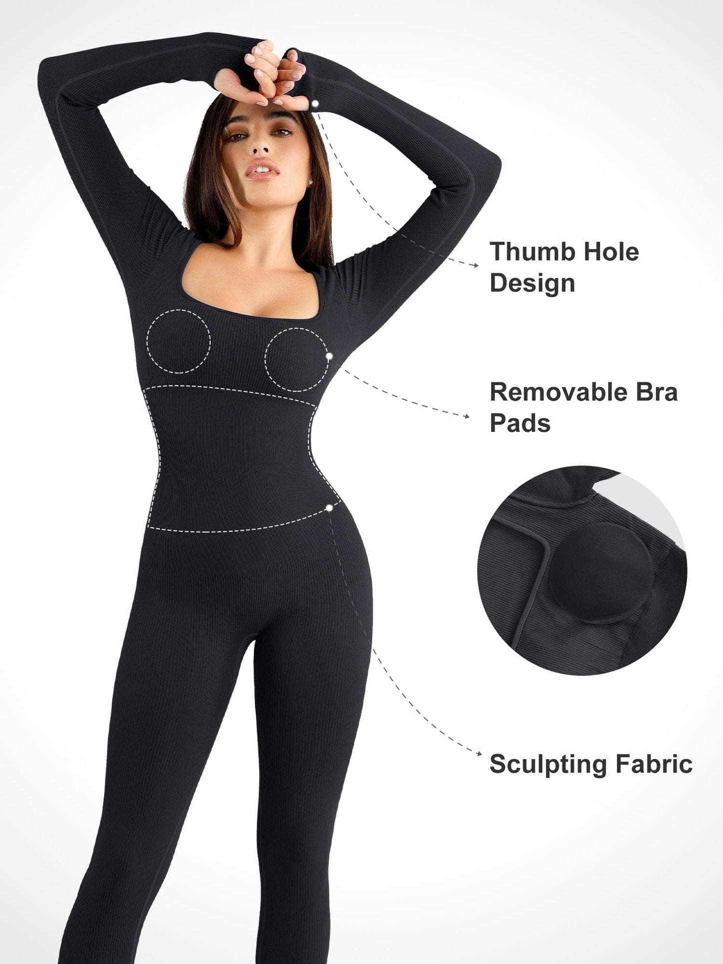 【🔥Hot Sale🔥】Shapewear Seamless Square Neck Workout Jumpsuit or Romper