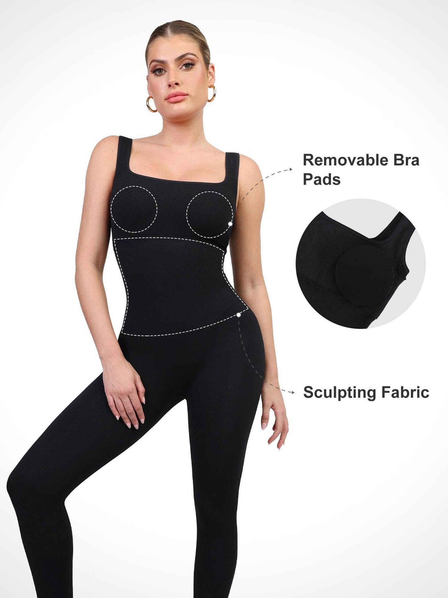 【🔥Hot Sale🔥】Shapewear Seamless Square Neck Workout Jumpsuit or Romper