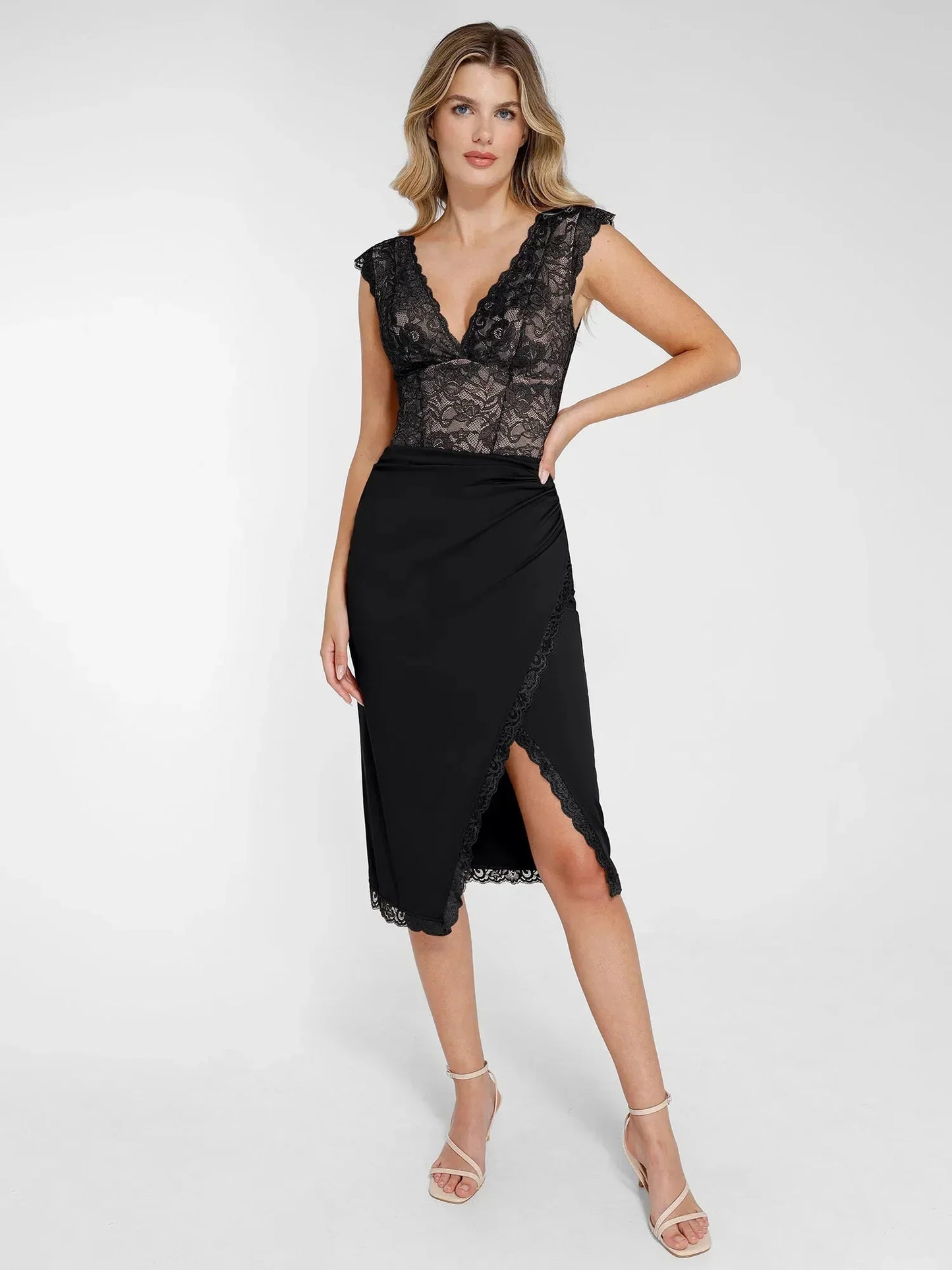 【🔥Hot Sale🔥】Shapewear Sculpting Lace Bodysuit or Midi Skirt or Shrug