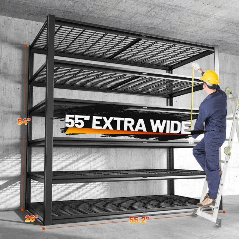 【🔥Factory Direct Clearout Sale🔥】55.2"W 3500LBS Industrial Shelving 6-Tier Adjustable Heavy Duty Shelves for Garage Basement Warehouse
