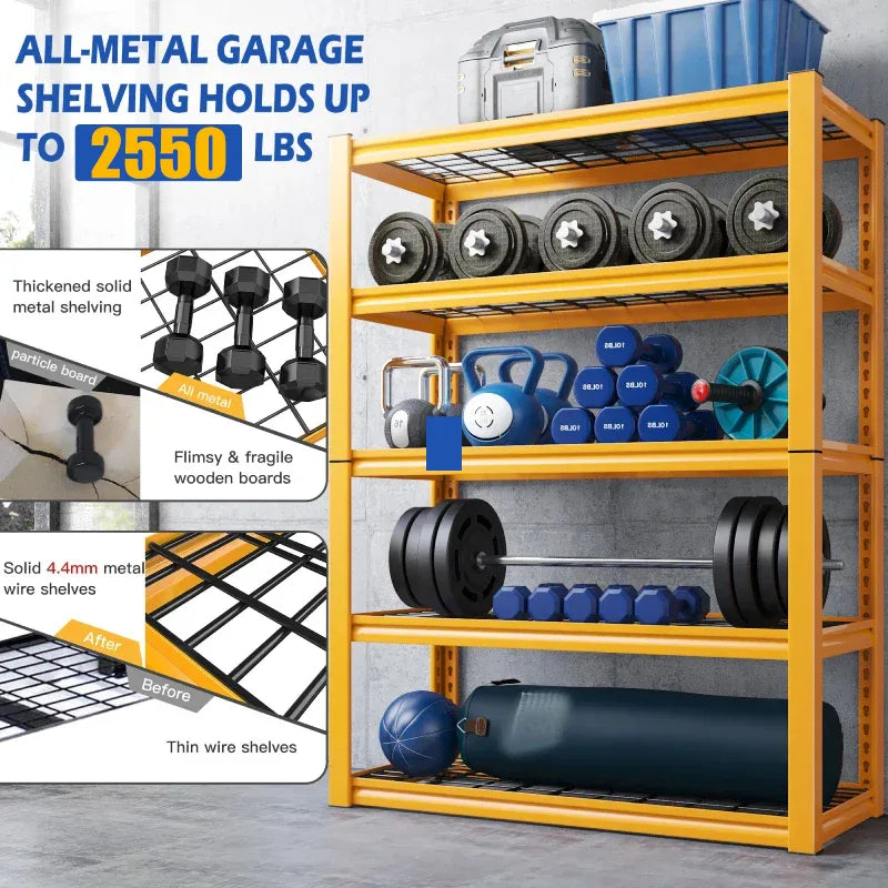 【🔥Factory Direct Clearout Sale🔥】40"W x 18"D Garage Shelving 5-Tier Heavy Duty Shelving 2550 LBS Adjustable Storage Shelves for Pantry Kitchen Basement Warehouse