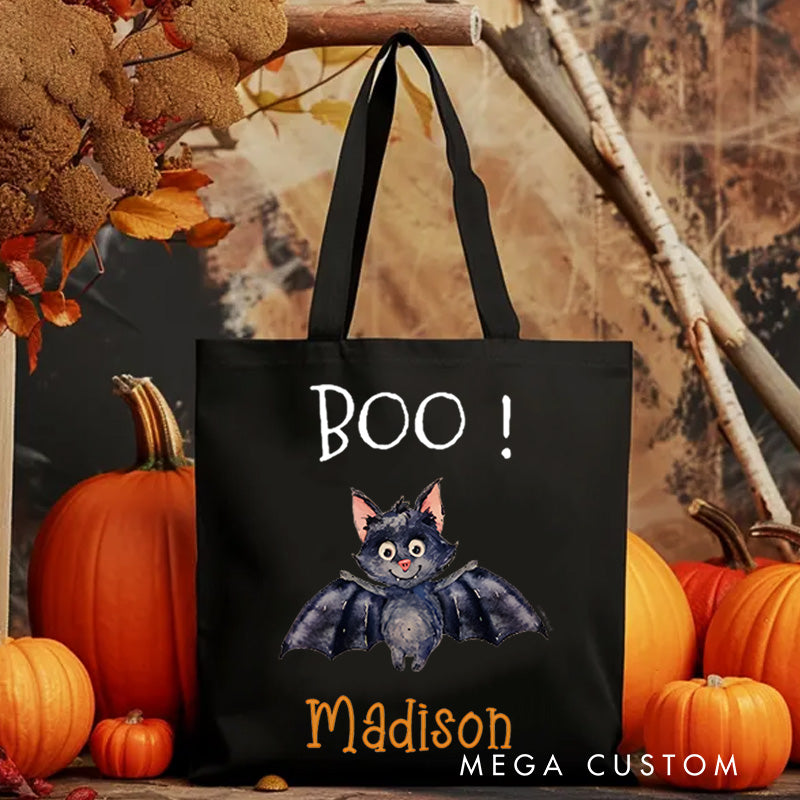 【🔥Hot Sale🔥】Personalized Boo Bat Featuring Name for a Spooky and Playful Halloween Decoration Tote Bag