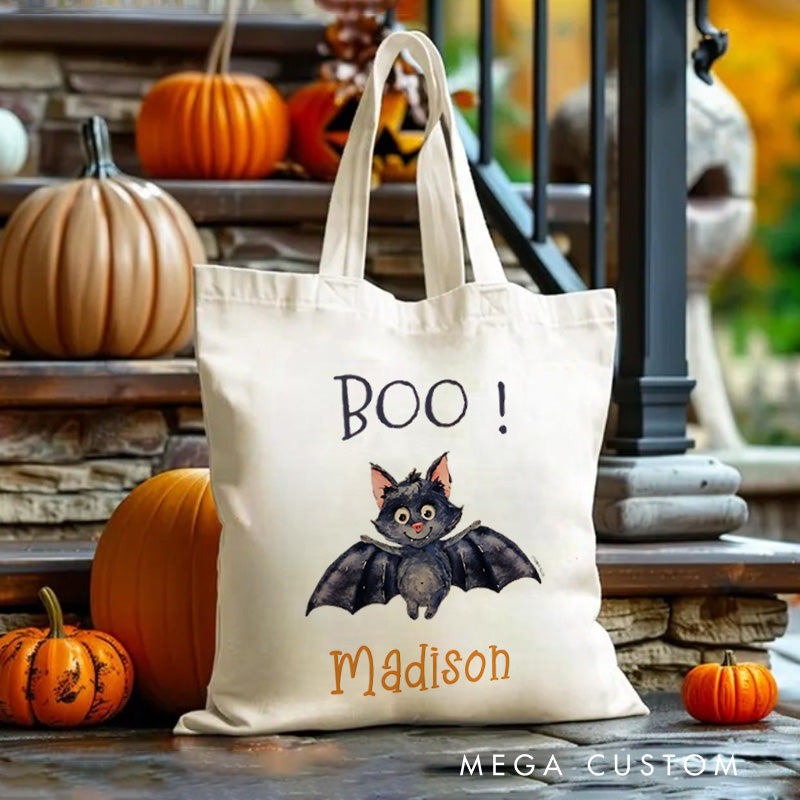 【🔥Hot Sale🔥】Personalized Boo Bat Featuring Name for a Spooky and Playful Halloween Decoration Tote Bag