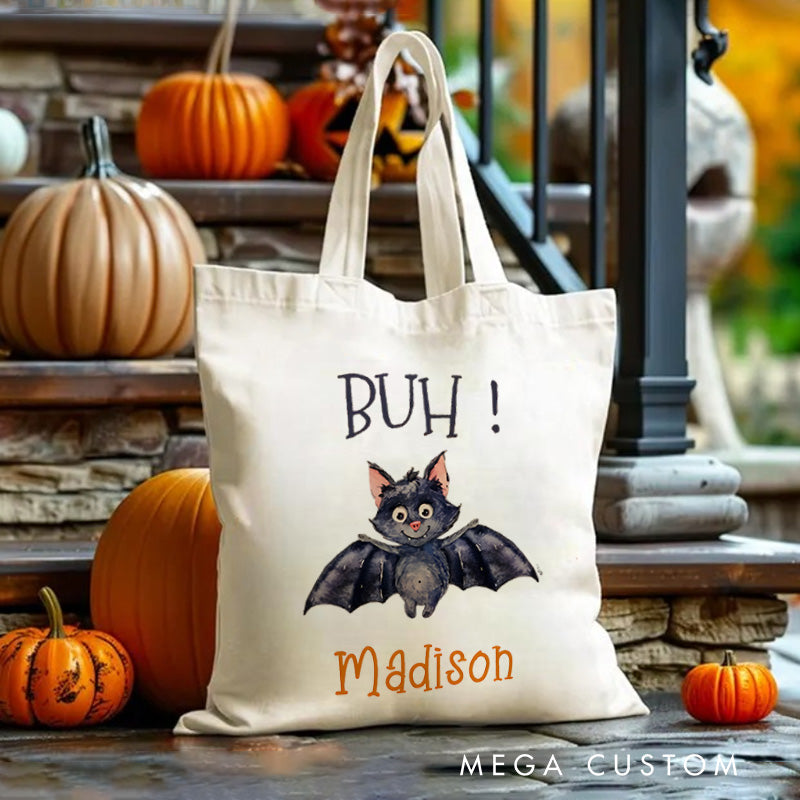 【🔥Hot Sale🔥】Personalized Boo Bat Featuring Name for a Playful and Spooky Halloween Decoration Tote Bag