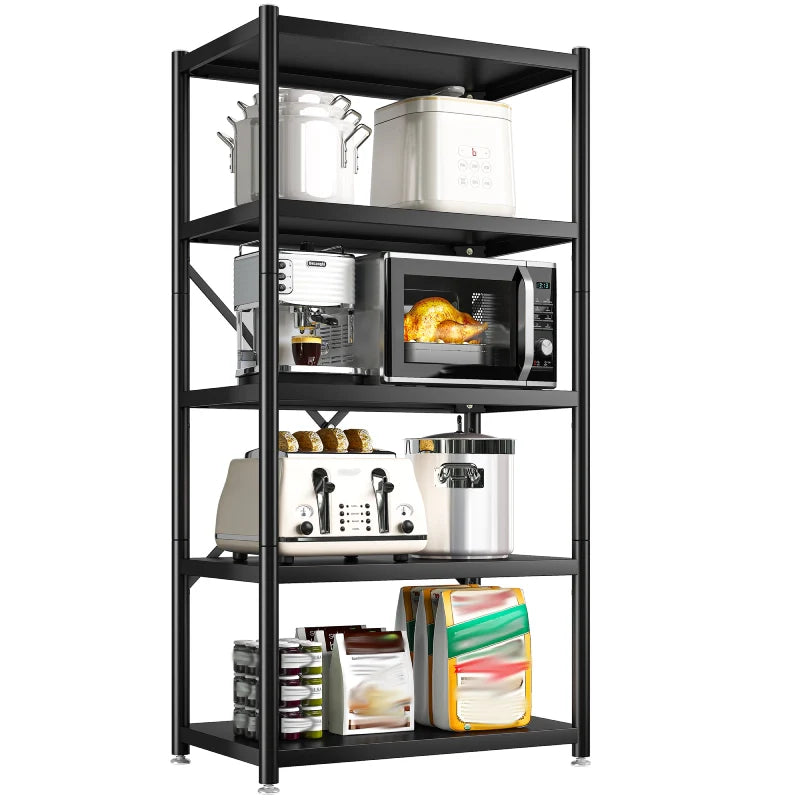 【🔥Factory Direct Clearout Sale🔥】5-Tier BookShelf Steel Wire Shelving with Wheels 31.5"W Living Room Rack WaterProof Bathroom Storage Shelf