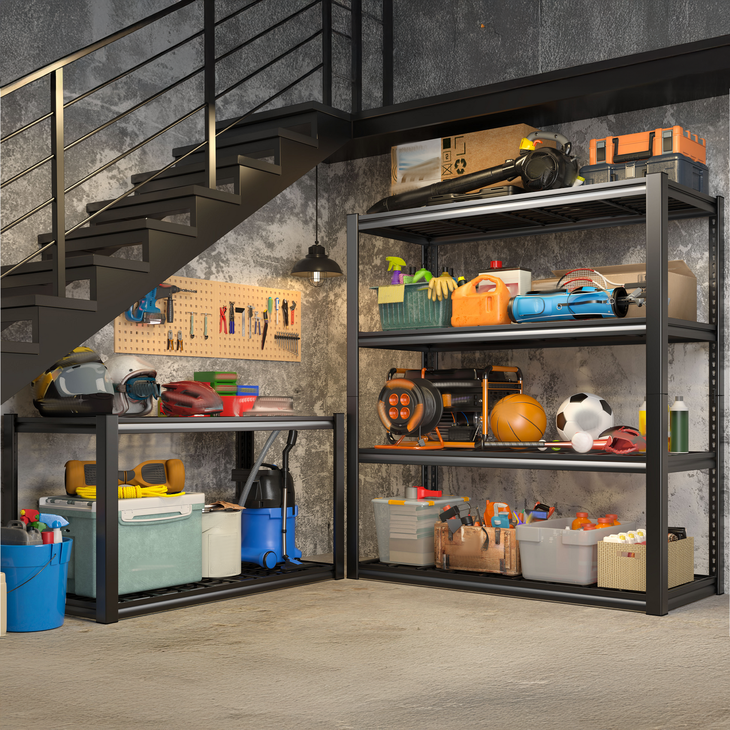 【🔥Factory Direct Clearout Sale🔥】59.9H 4 Tiers Industrial Shelves Adjustable Shelving for Garage Warehouse Basement Loads 2200LBS