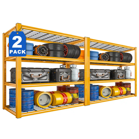 【🔥Factory Direct Clearout Sale🔥】2PCS 4400 LBS Metal Garage Shelving,4 Tiers Heavy Duty Storage Shelves,Industrial Metal Storage Rack