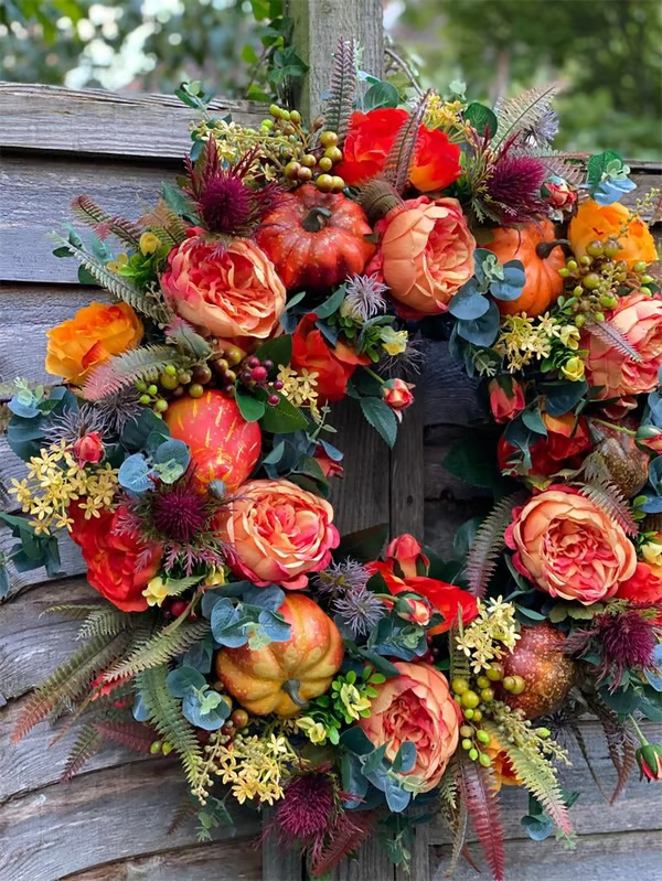 【🔥Hot Sale🔥】Applicable in multiple scenarios-Fall Peony And Pumpkin Wreath - Year Round Wreath