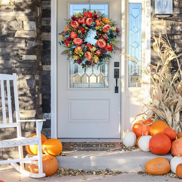 【🔥Hot Sale🔥】Applicable in multiple scenarios-Fall Peony And Pumpkin Wreath - Year Round Wreath