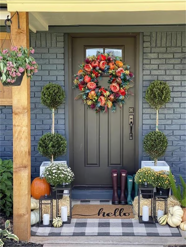 【🔥Hot Sale🔥】Applicable in multiple scenarios-Fall Peony And Pumpkin Wreath - Year Round Wreath