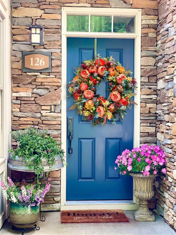 【🔥Hot Sale🔥】Applicable in multiple scenarios-Fall Peony And Pumpkin Wreath - Year Round Wreath