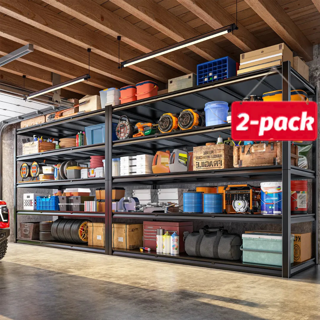 【🔥Factory Direct Clearout Sale🔥】2-Pack 60"W 5-Tier Garage Shelves 6000LBS Heavy Duty Garage Shelving Adjustable & Anti-Scratch Garage Shelving for Basement Warehouse