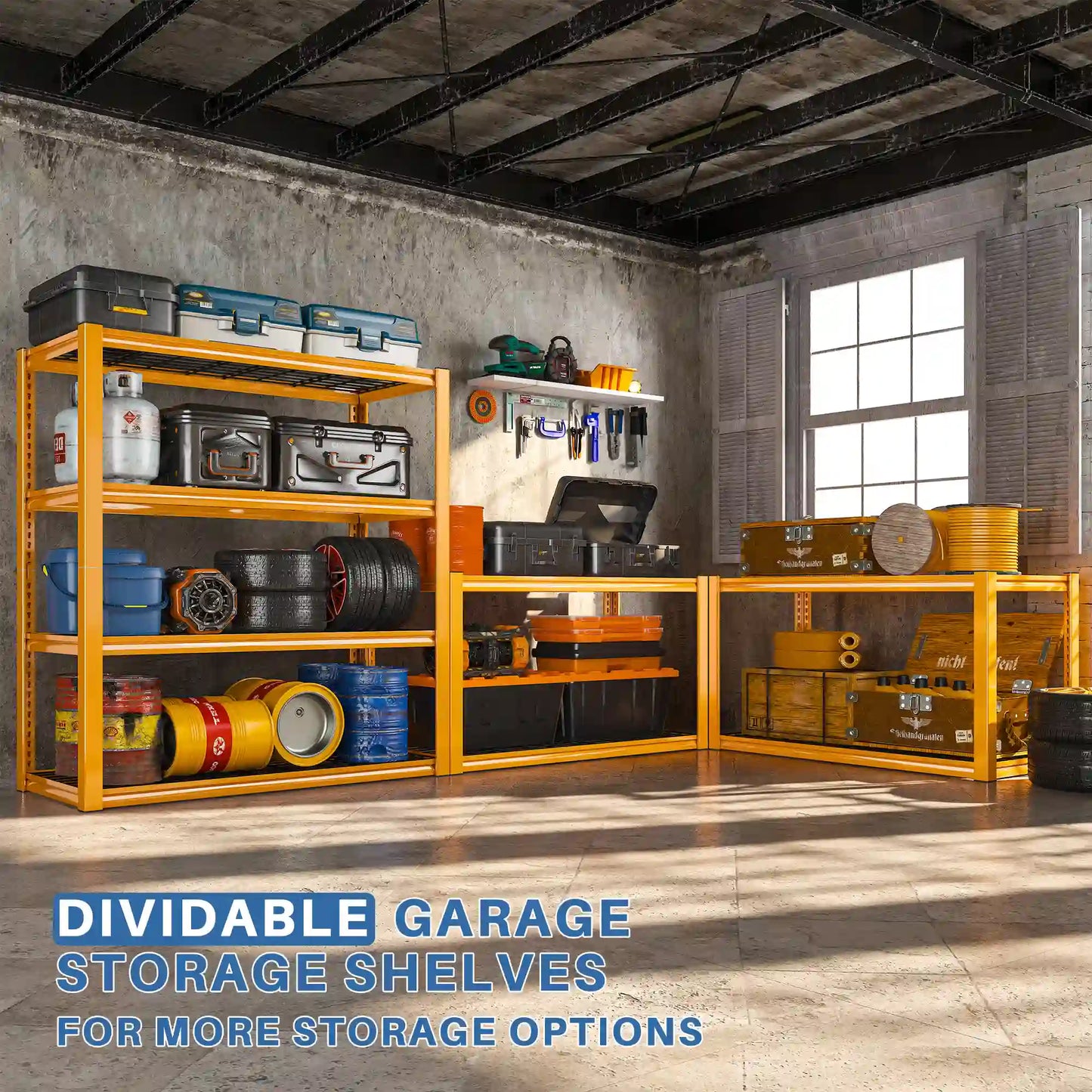 【🔥Factory Direct Clearout Sale🔥】2PCS 4400 LBS Metal Garage Shelving,4 Tiers Heavy Duty Storage Shelves,Industrial Metal Storage Rack