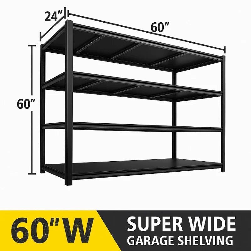 【🔥Factory Direct Clearout Sale🔥】60" W Industrial Metal Shelving 4-Tier Garage Steel Shelving for Warehouse, Basement, Pantry