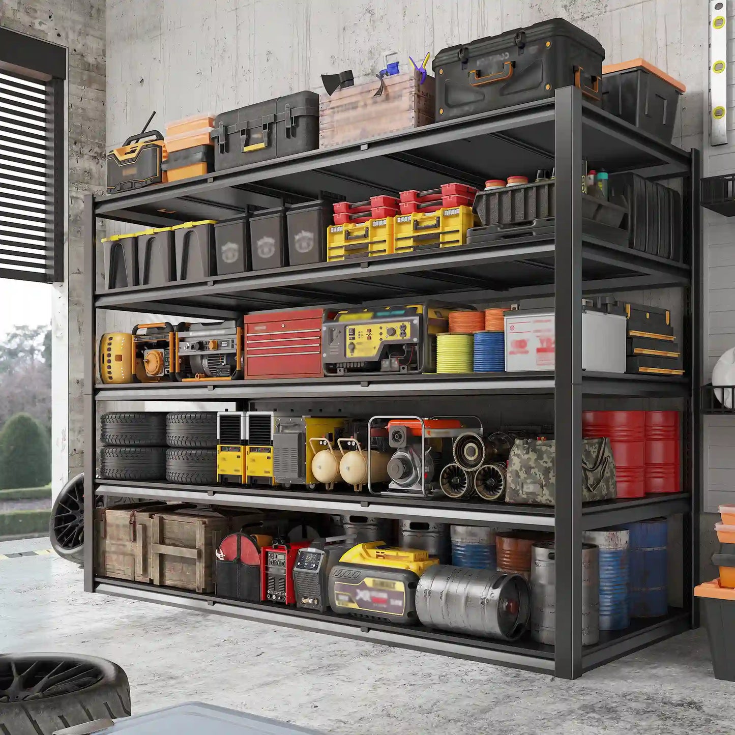【🔥Factory Direct Clearout Sale🔥】60"W x 72"H 5-Tier Industrial Garage Shelving,3000LBS Heavy Duty Storage Shelves,Adjustable Metal Shelving for Basement Warehouse