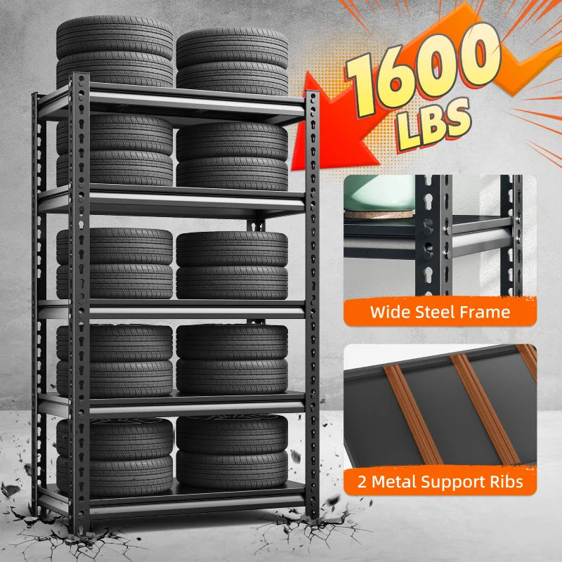 【🔥Factory Direct Clearout Sale🔥】28"W Shelving and Racking 1600 Lbs Adjustable Storage Shelving for Pantry,Garage and Storage Room.