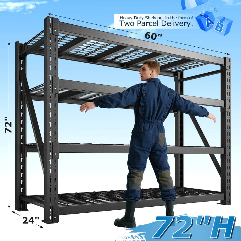 【🔥Factory Direct Clearout Sale🔥】Steel Heavy Duty Shelving Adjustable Industrial Storage Racks Shop Shelves for Garage Organization Basement, Warehouse, Industrial