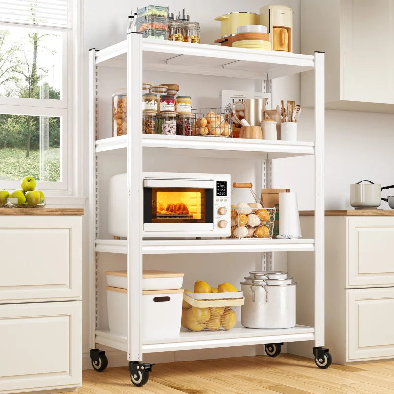 【🔥Factory Direct Clearout Sale🔥】59.8"H 4-Tier Rolling Metal Shelving Rack 530LBS Adjustable Shelving Units for Pantry, Kitchen, Basement