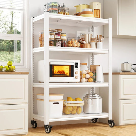 【🔥Factory Direct Clearout Sale🔥】59.8"H 4-Tier Rolling Metal Shelving Rack 530LBS Adjustable Shelving Units for Pantry, Kitchen, Basement
