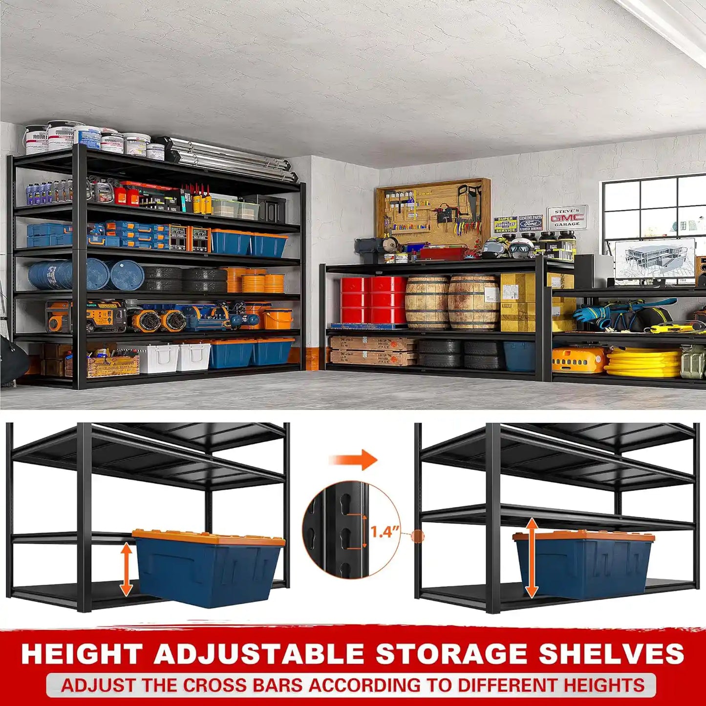 【🔥Factory Direct Clearout Sale🔥】84"H 3600LBS Heavy Duty Industrial Garage Shelving,6-Tier Adjustable Easy Installation Storage Shelving Units For Basement&Warehouse