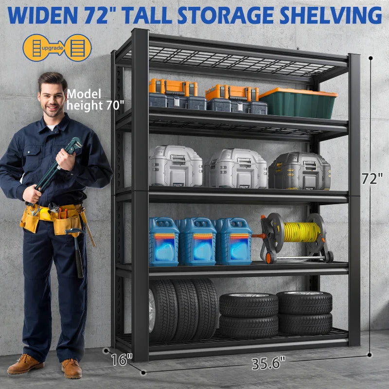 【🔥Factory Direct Clearout Sale🔥】2 Packs 35.6"W Steel Shelving 2500LBS Heavy Duty Storage Shelves Adjustable Storage Shelves for Garage, Kitchen,Basement