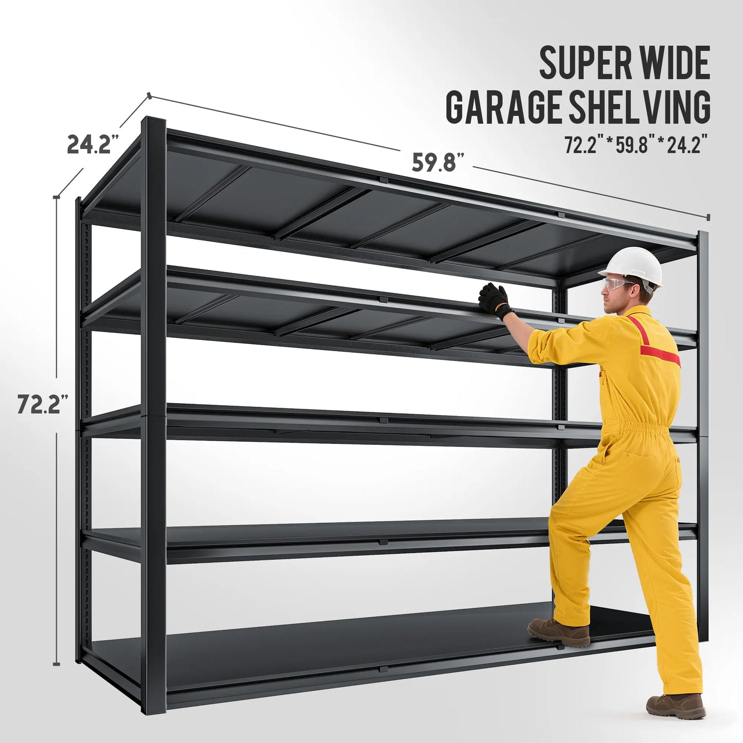 【🔥Factory Direct Clearout Sale🔥】60"W x 72"H 5-Tier Industrial Garage Shelving,3000LBS Heavy Duty Storage Shelves,Adjustable Metal Shelving for Basement Warehouse