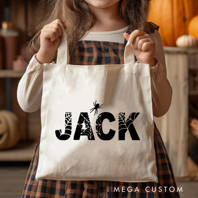 【🔥Hot Sale🔥】Personalized Halloween Bag with Name Canvas Tote Bag Halloween Bag Halloween Gift