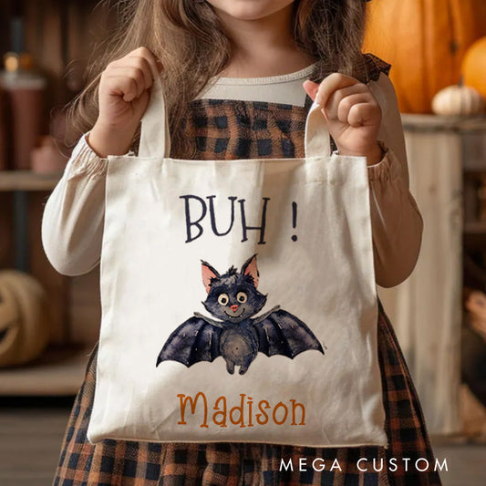 【🔥Hot Sale🔥】Personalized Boo Bat Featuring Name for a Playful and Spooky Halloween Decoration Tote Bag