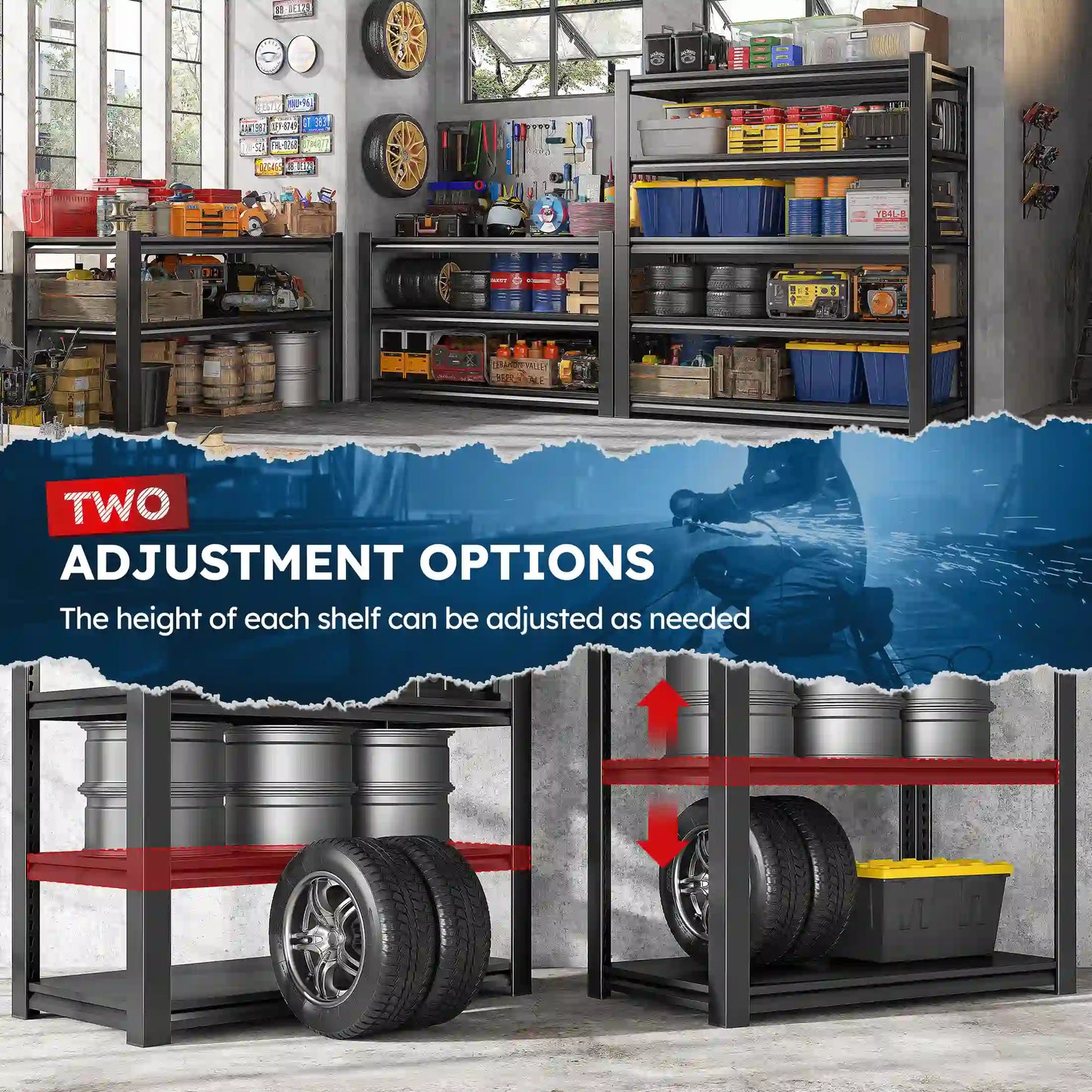 【🔥Factory Direct Clearout Sale🔥】36" W Adjustable Metal Storage Rack,2650LBS Heavy Duty Garage Shelves , Ultra-Sturdy Shelving for Garage, Basement & Workshop