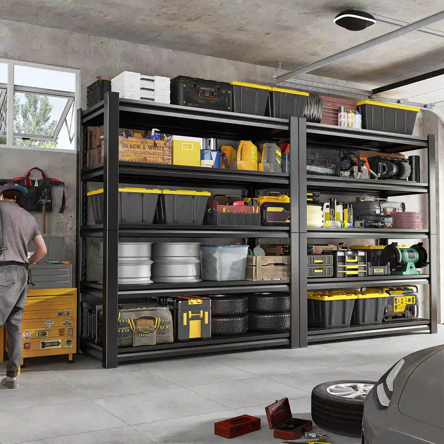 【🔥Factory Direct Clearout Sale🔥】36" W Adjustable Metal Storage Rack,2650LBS Heavy Duty Garage Shelves , Ultra-Sturdy Shelving for Garage, Basement & Workshop